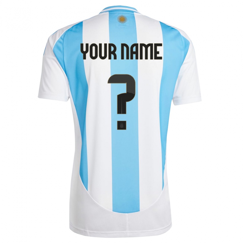 Niño Camiseta Argentina Su Nombre #0 Blanco Azul 1ª Equipación 24-26 La Camisa México