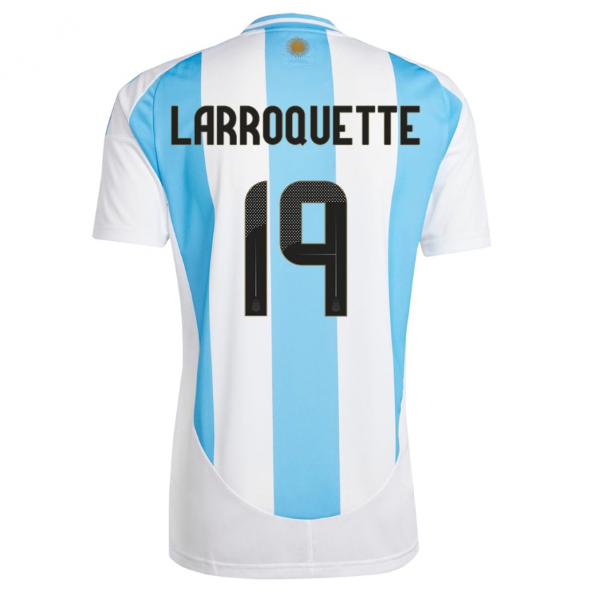 Niño Camiseta Argentina Mariana Larroquette #19 Blanco Azul 1ª Equipación 24-26 La Camisa México