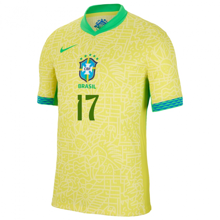 Niño Camiseta Brasil William Gomes #17 Amarillo 1ª Equipación 24-26 La Camisa México