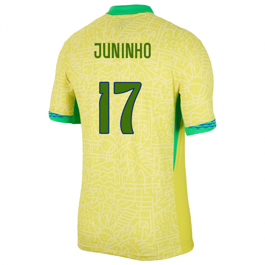 Niño Camiseta Brasil Juninho #17 Amarillo 1ª Equipación 24-26 La Camisa México