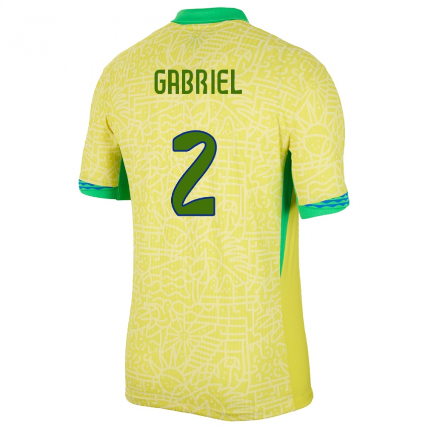 Niño Camiseta Brasil Victor Gabriel #2 Amarillo 1ª Equipación 24-26 La Camisa México