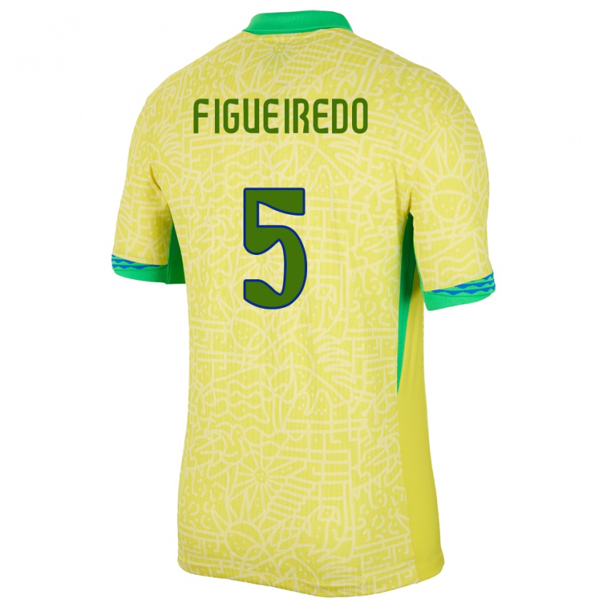 Niño Camiseta Brasil Vitor Figueiredo #5 Amarillo 1ª Equipación 24-26 La Camisa México