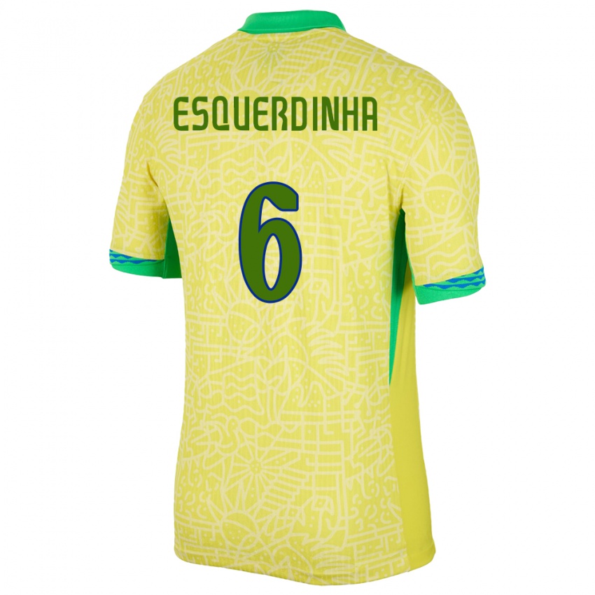 Niño Camiseta Brasil Esquerdinha #6 Amarillo 1ª Equipación 24-26 La Camisa México