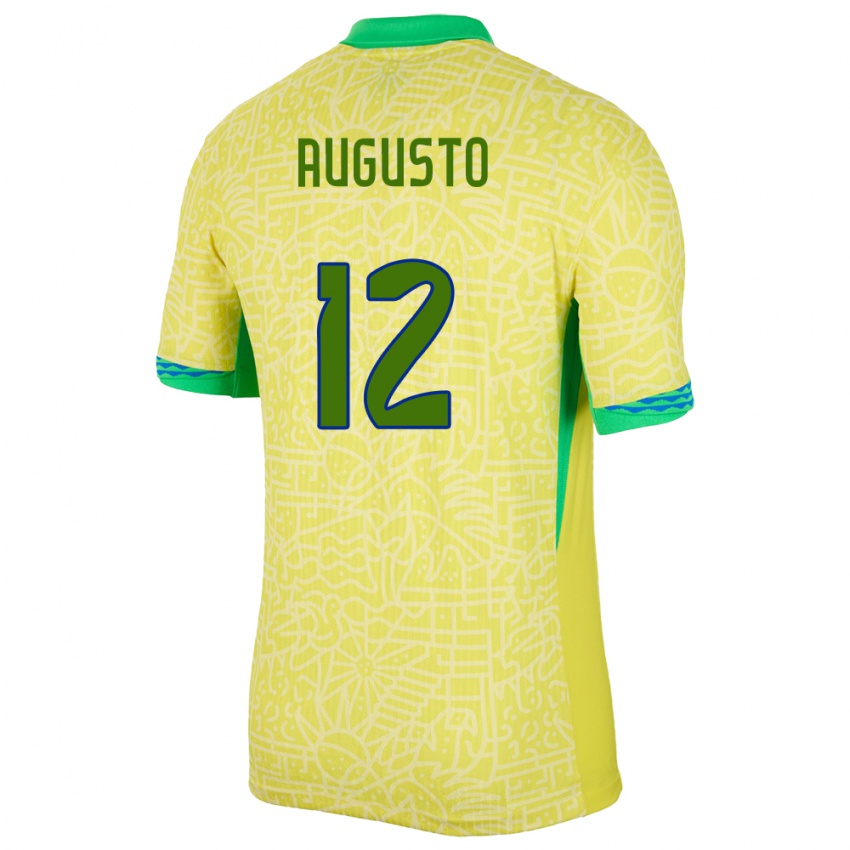 Niño Camiseta Brasil Cesar Augusto #12 Amarillo 1ª Equipación 24-26 La Camisa México