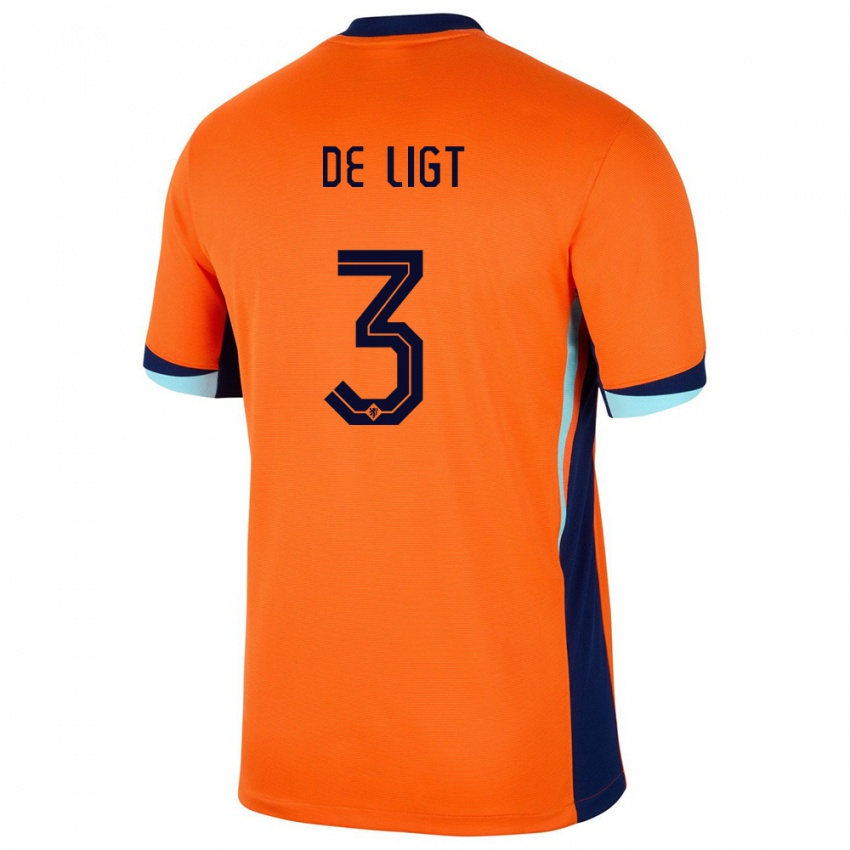 Niño Camiseta Países Bajos Matthijs De Ligt #3 Naranja 1ª Equipación 24-26 La Camisa México