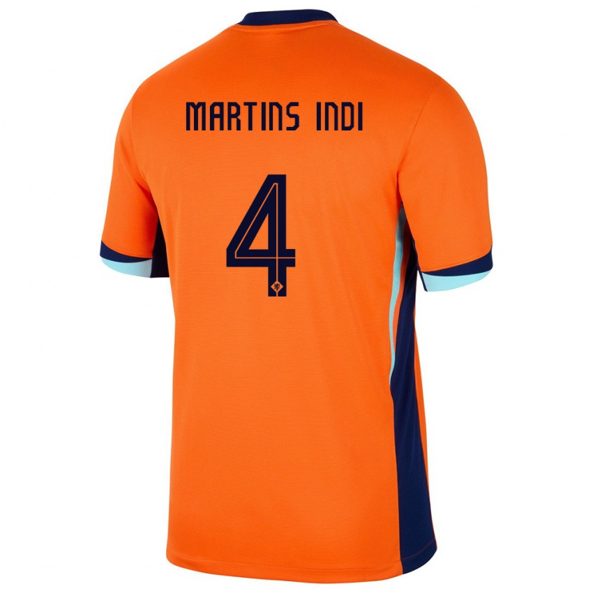Niño Camiseta Países Bajos Bruno Martins Indi #4 Naranja 1ª Equipación 24-26 La Camisa México