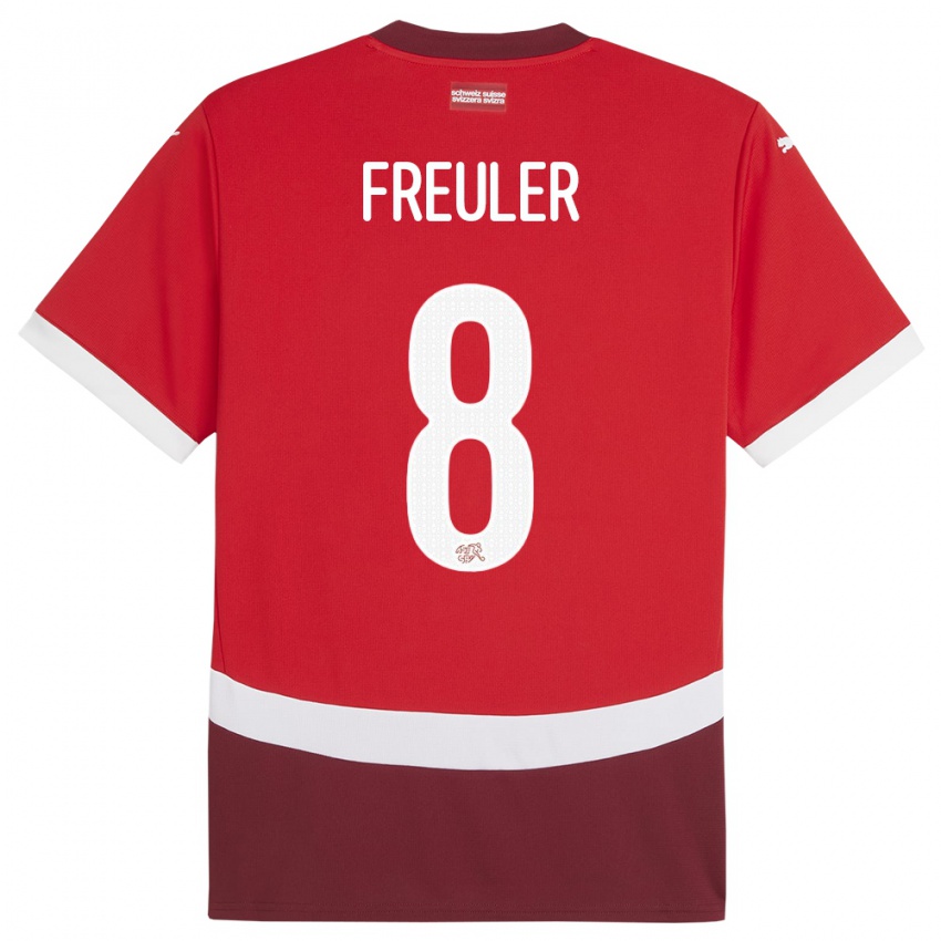 Niño Camiseta Suiza Remo Freuler #8 Rojo 1ª Equipación 24-26 La Camisa México