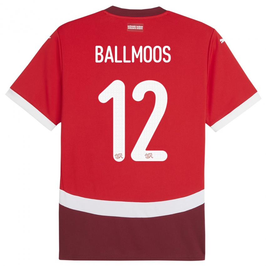 Niño Camiseta Suiza David Von Ballmoos #12 Rojo 1ª Equipación 24-26 La Camisa México