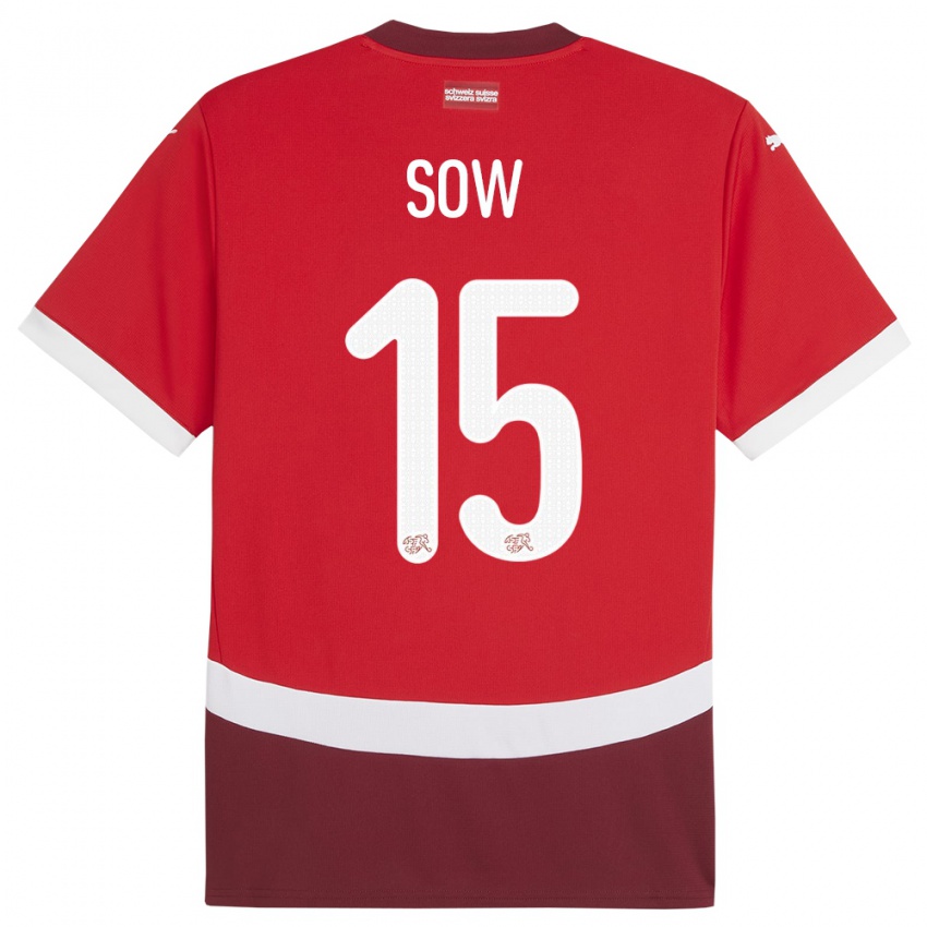 Niño Camiseta Suiza Djibril Sow #15 Rojo 1ª Equipación 24-26 La Camisa México