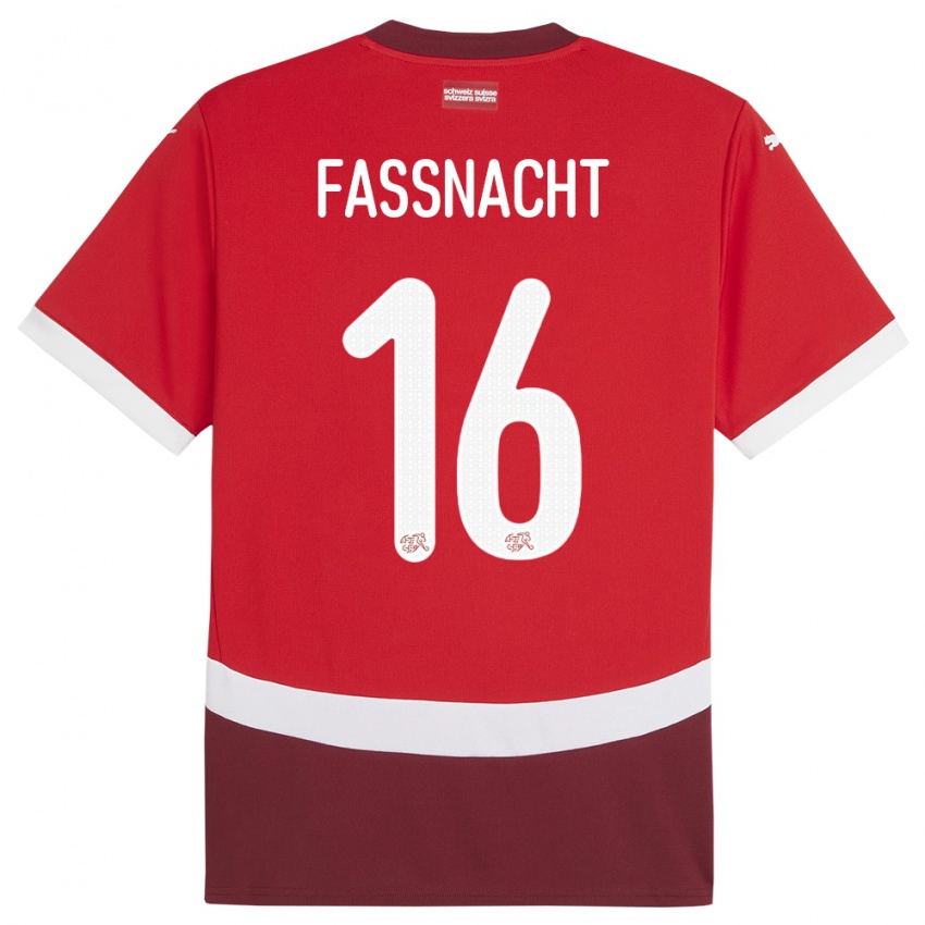Niño Camiseta Suiza Christian Fassnacht #16 Rojo 1ª Equipación 24-26 La Camisa México