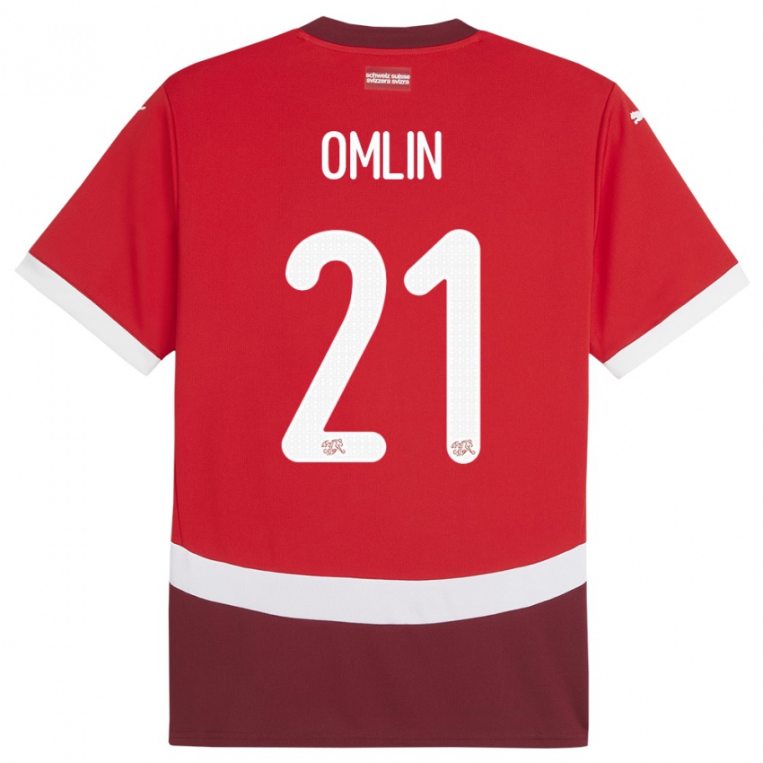 Niño Camiseta Suiza Jonas Omlin #21 Rojo 1ª Equipación 24-26 La Camisa México