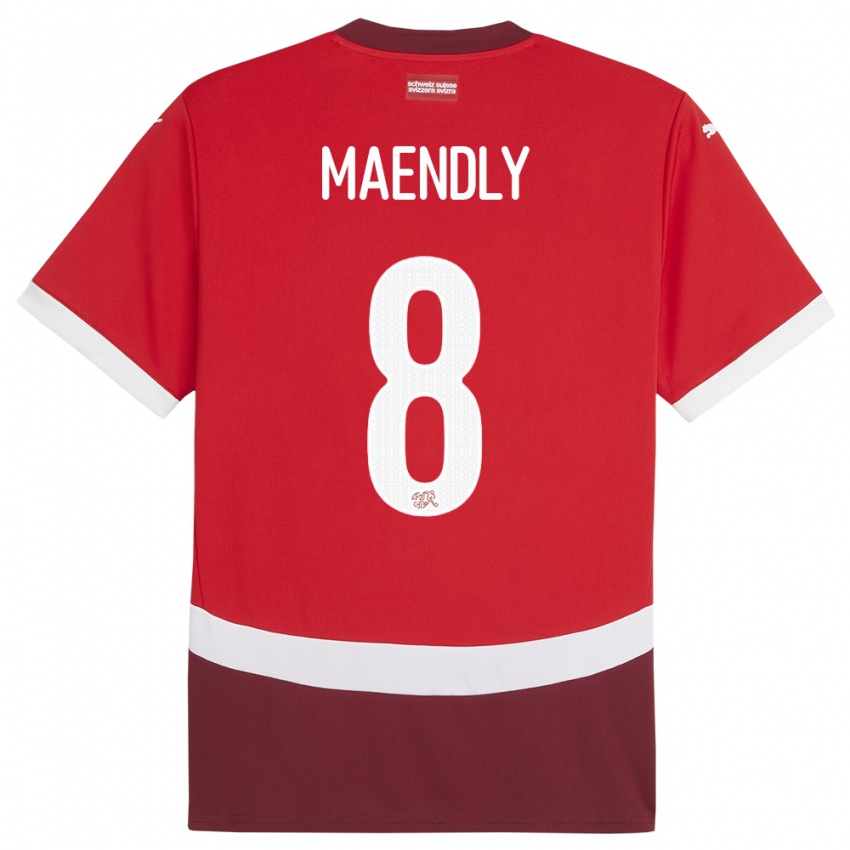 Niño Camiseta Suiza Sandy Maendly #8 Rojo 1ª Equipación 24-26 La Camisa México