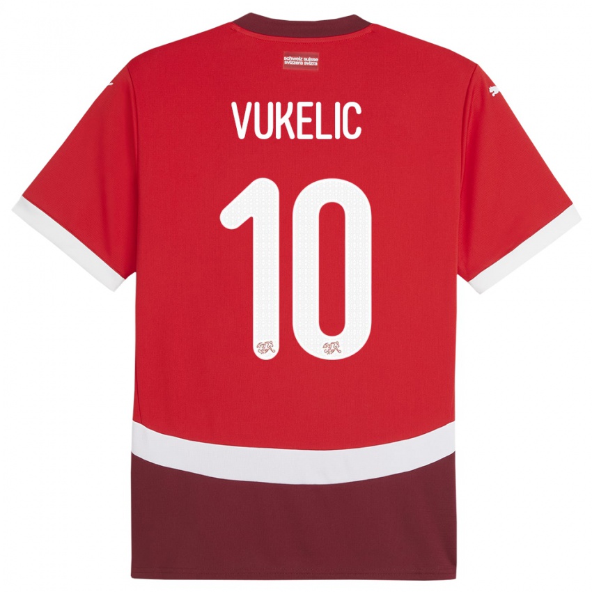 Niño Camiseta Suiza Mile Vukelic #10 Rojo 1ª Equipación 24-26 La Camisa México