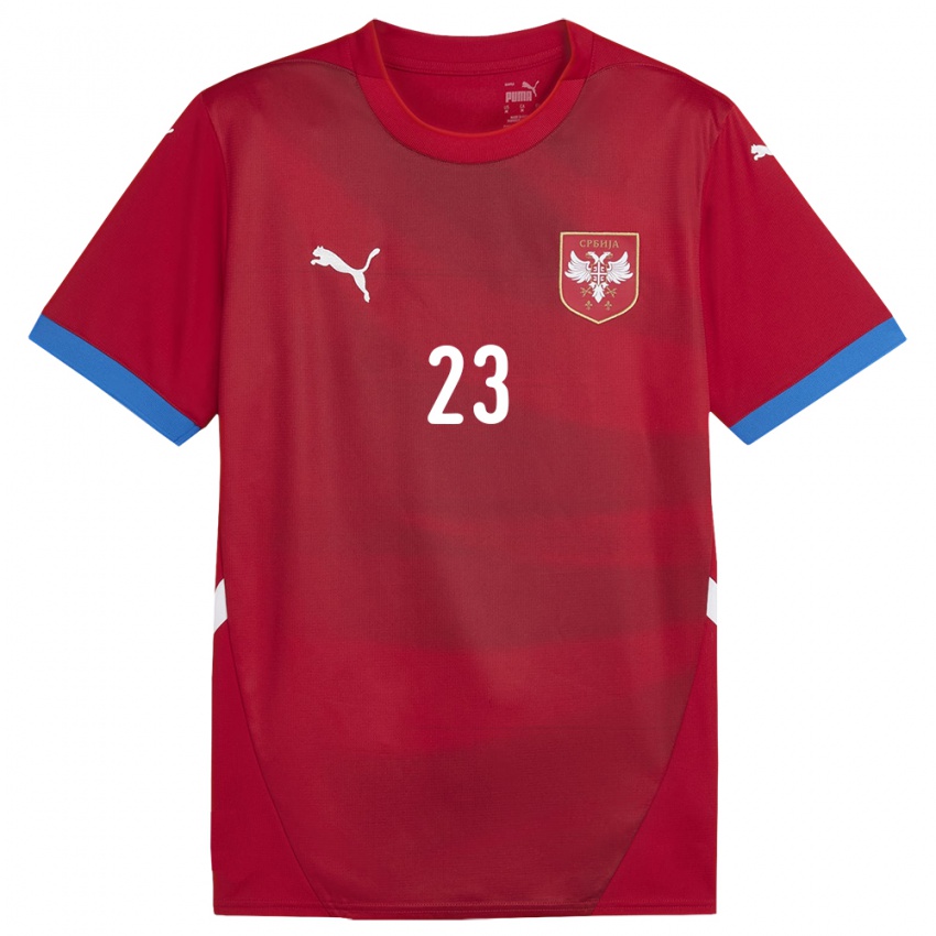 Niño Camiseta Serbia Vuk Mitrovic #23 Rojo 1ª Equipación 24-26 La Camisa México