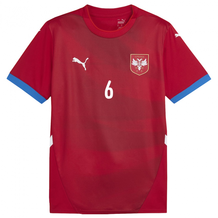 Niño Camiseta Serbia Nemanja Maksimovic #6 Rojo 1ª Equipación 24-26 La Camisa México