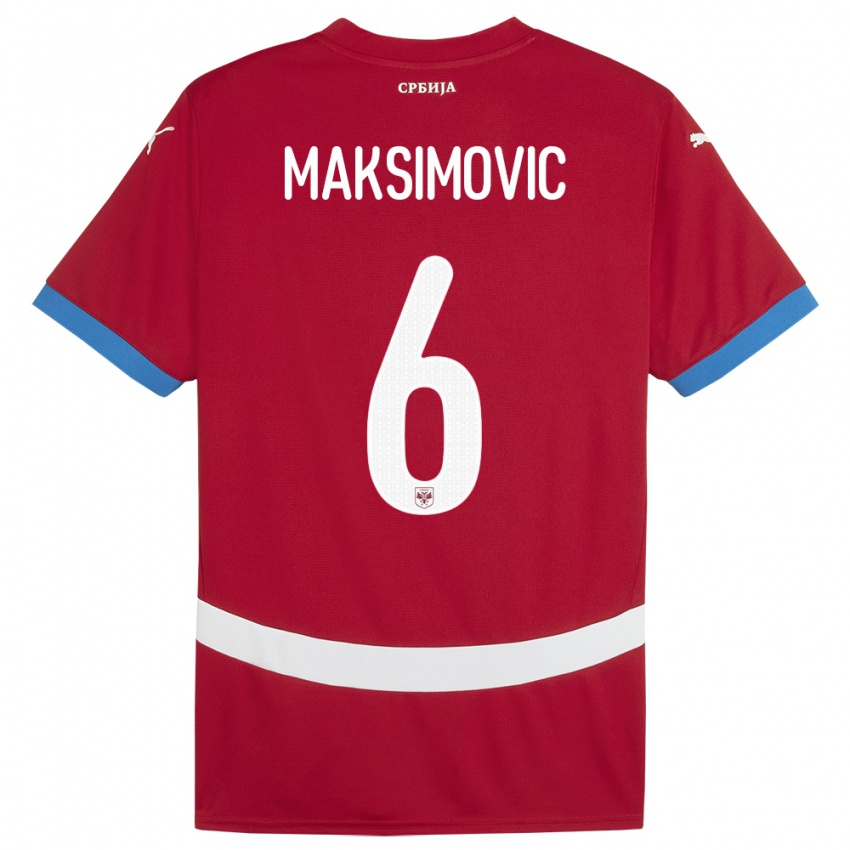 Niño Camiseta Serbia Nemanja Maksimovic #6 Rojo 1ª Equipación 24-26 La Camisa México