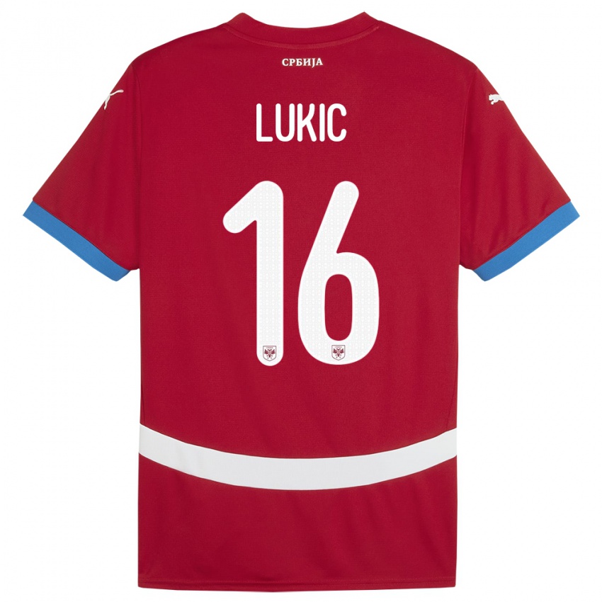 Niño Camiseta Serbia Sasa Lukic #16 Rojo 1ª Equipación 24-26 La Camisa México