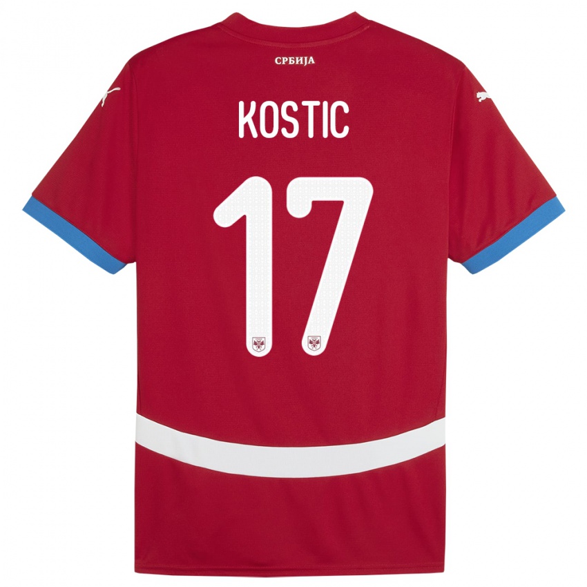 Niño Camiseta Serbia Filip Kostic #17 Rojo 1ª Equipación 24-26 La Camisa México