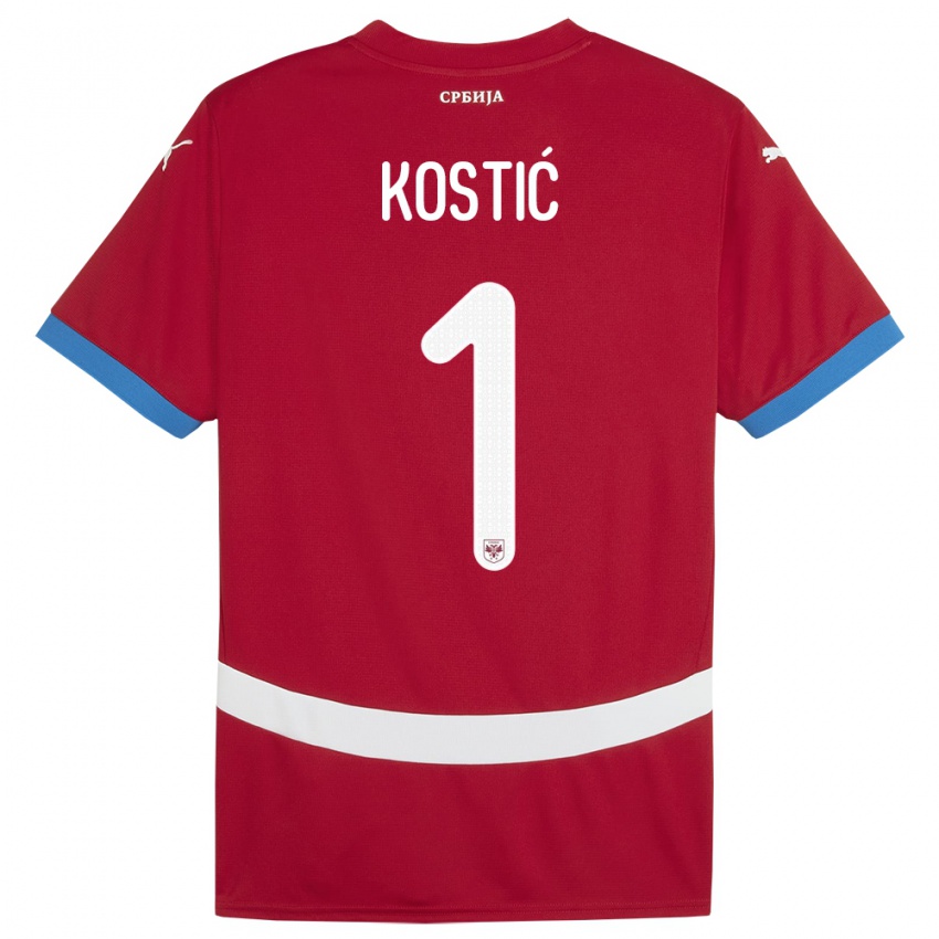 Niño Camiseta Serbia Milica Kostic #1 Rojo 1ª Equipación 24-26 La Camisa México