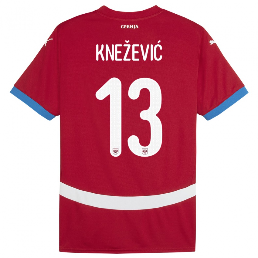 Niño Camiseta Serbia Milana Knezevic #13 Rojo 1ª Equipación 24-26 La Camisa México