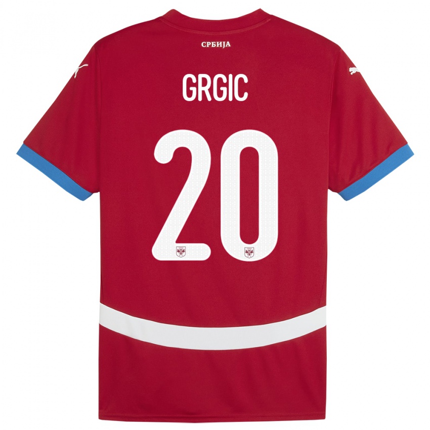 Niño Camiseta Serbia Dario Grgic #20 Rojo 1ª Equipación 24-26 La Camisa México