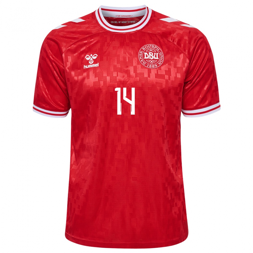 Niño Camiseta Dinamarca Mikkel Fischer #14 Rojo 1ª Equipación 24-26 La Camisa México