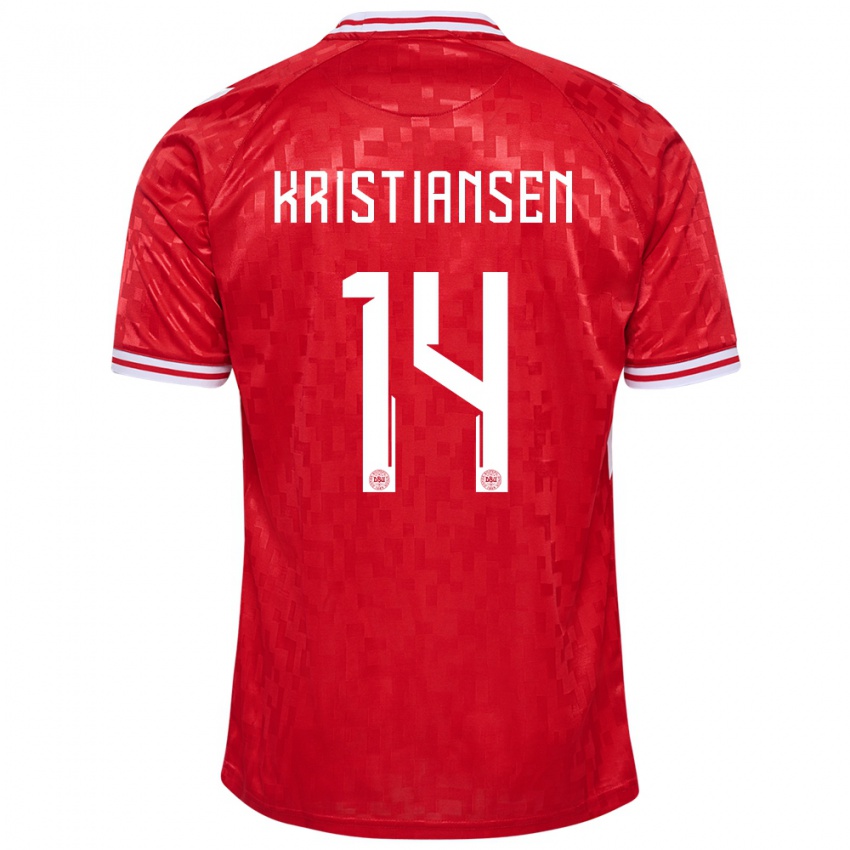 Niño Camiseta Dinamarca Victor Kristiansen #14 Rojo 1ª Equipación 24-26 La Camisa México
