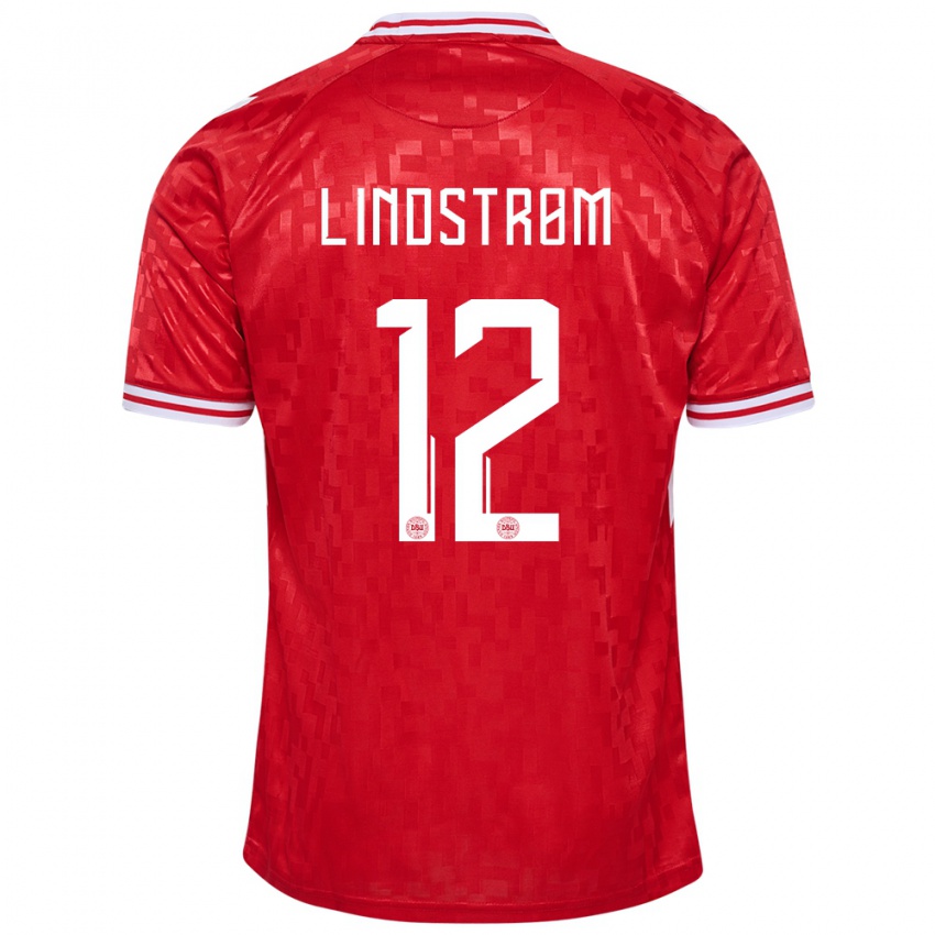 Niño Camiseta Dinamarca Jesper Lindstrom #12 Rojo 1ª Equipación 24-26 La Camisa México