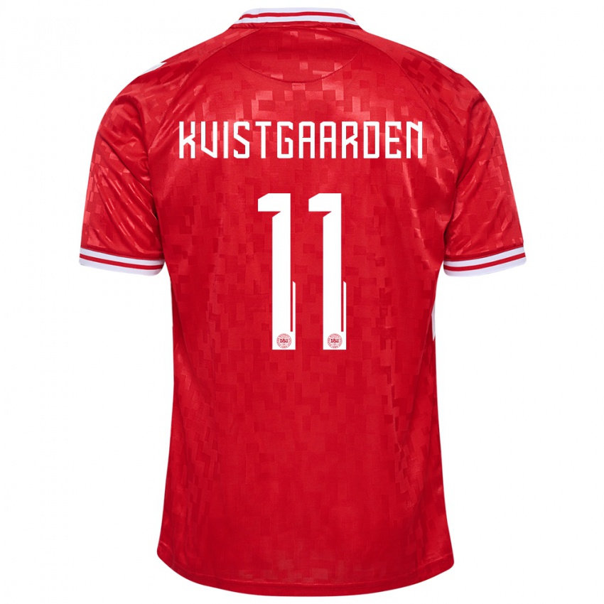 Niño Camiseta Dinamarca Mathias Kvistgaarden #11 Rojo 1ª Equipación 24-26 La Camisa México