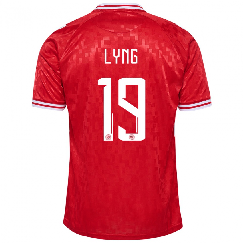 Niño Camiseta Dinamarca Alexander Lyng #19 Rojo 1ª Equipación 24-26 La Camisa México