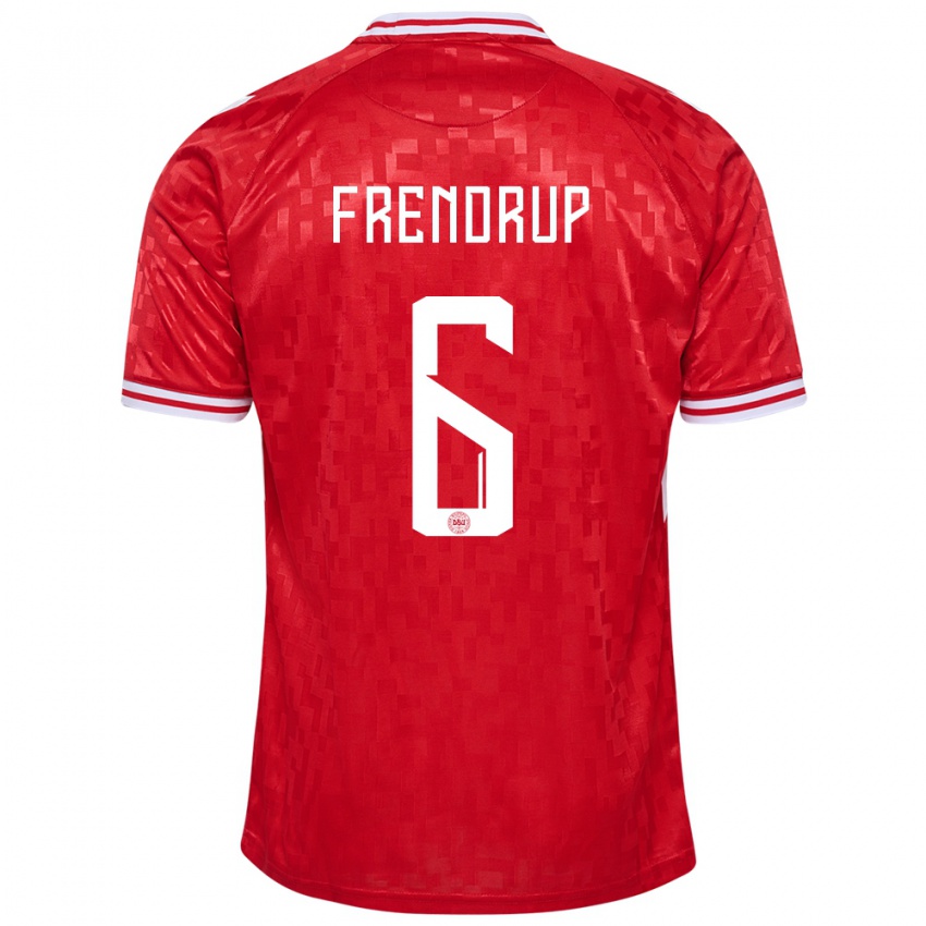 Niño Camiseta Dinamarca Morten Frendrup #6 Rojo 1ª Equipación 24-26 La Camisa México