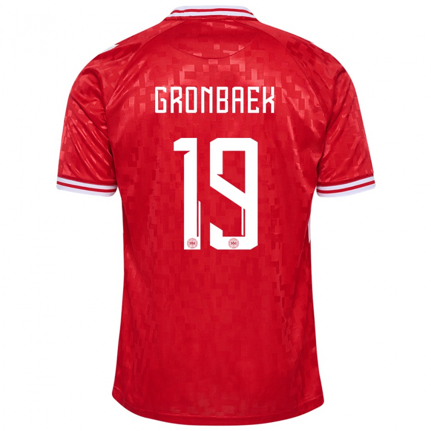 Niño Camiseta Dinamarca Albert Gronbaek #19 Rojo 1ª Equipación 24-26 La Camisa México