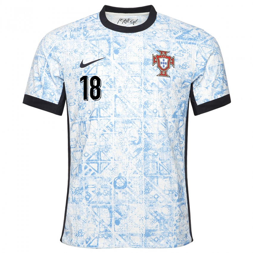 Niño Camiseta Portugal Ruben Neves #18 Crema Azul 2ª Equipación 24-26 La Camisa México