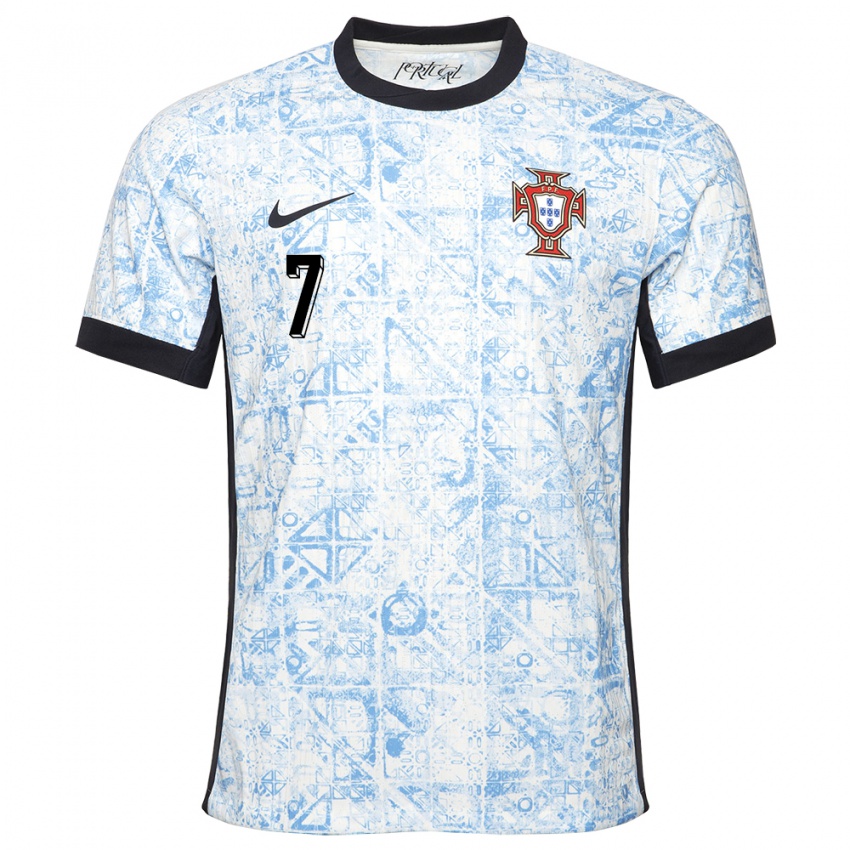 Niño Camiseta Portugal Fabio Carvalho #7 Crema Azul 2ª Equipación 24-26 La Camisa México