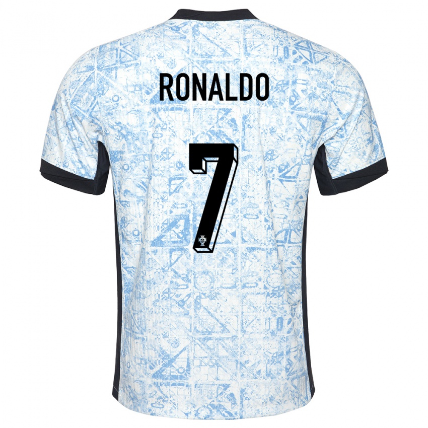 Niño Camiseta Portugal Cristiano Ronaldo #7 Crema Azul 2ª Equipación 24-26 La Camisa México