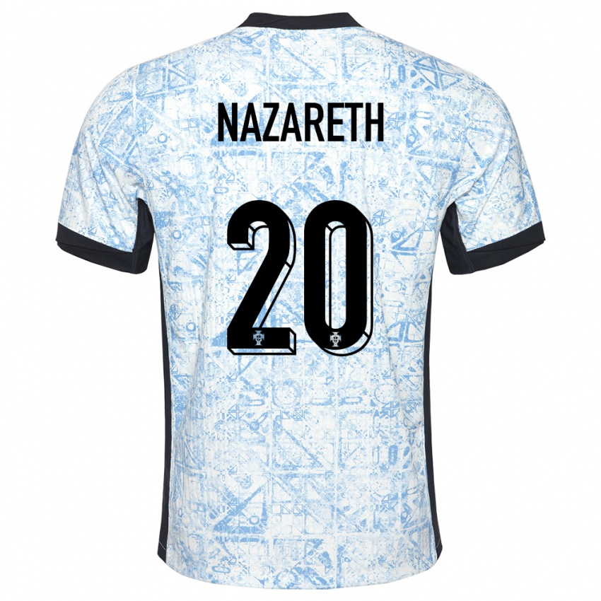 Niño Camiseta Portugal Kika Nazareth #20 Crema Azul 2ª Equipación 24-26 La Camisa México