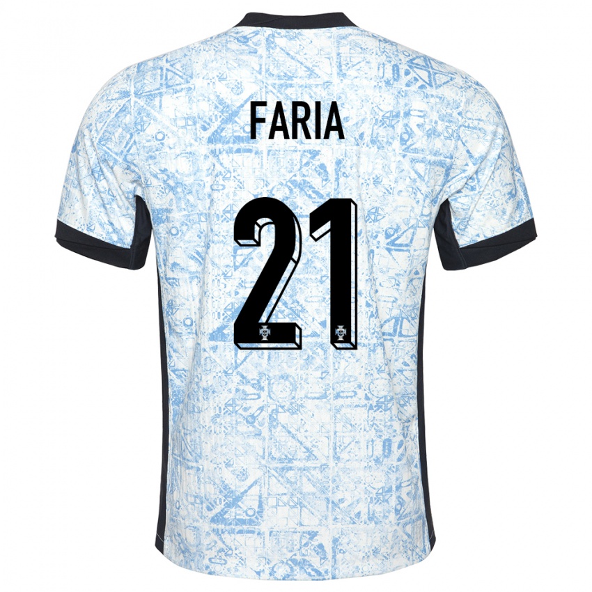 Niño Camiseta Portugal Andreia Faria #21 Crema Azul 2ª Equipación 24-26 La Camisa México