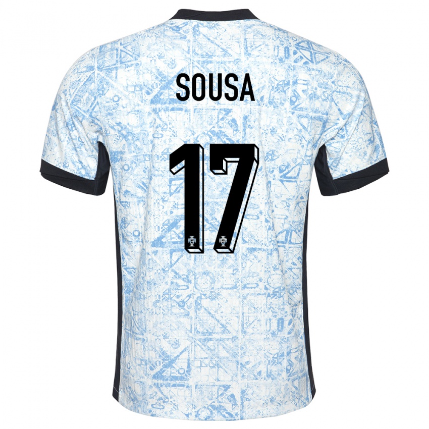 Niño Camiseta Portugal Vasco Sousa #17 Crema Azul 2ª Equipación 24-26 La Camisa México