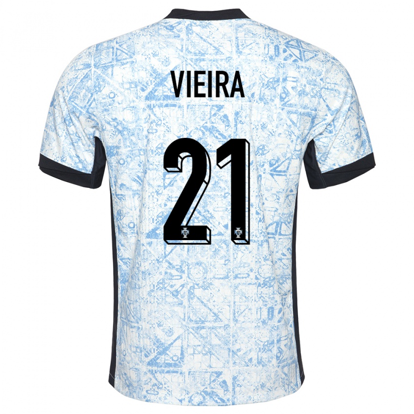 Niño Camiseta Portugal Fabio Vieira #21 Crema Azul 2ª Equipación 24-26 La Camisa México