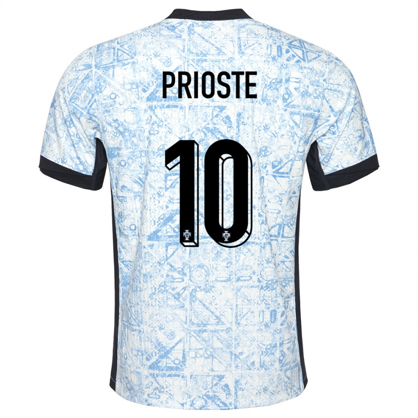 Niño Camiseta Portugal Diogo Prioste #10 Crema Azul 2ª Equipación 24-26 La Camisa México