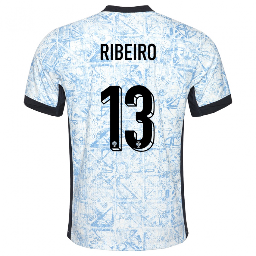Niño Camiseta Portugal Antonio Ribeiro #13 Crema Azul 2ª Equipación 24-26 La Camisa México