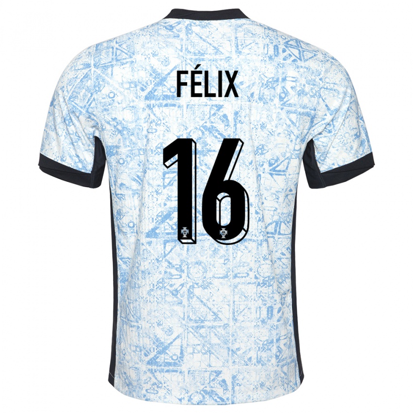 Niño Camiseta Portugal Hugo Felix #16 Crema Azul 2ª Equipación 24-26 La Camisa México