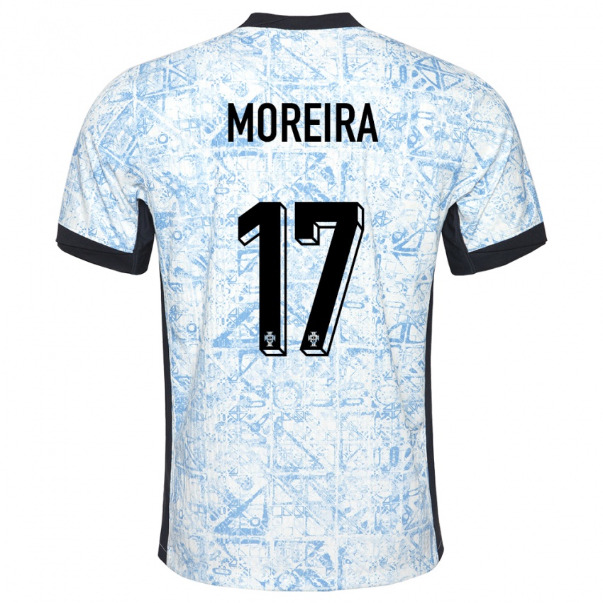 Niño Camiseta Portugal Afonso Moreira #17 Crema Azul 2ª Equipación 24-26 La Camisa México