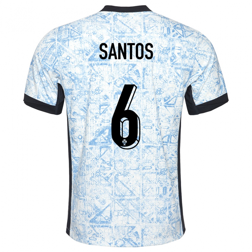 Niño Camiseta Portugal Vasco Santos #6 Crema Azul 2ª Equipación 24-26 La Camisa México