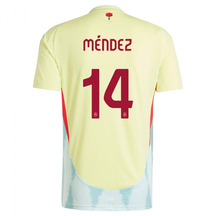 Niño Camiseta España Maria Mendez #14 Amarillo 2ª Equipación 24-26 La Camisa México