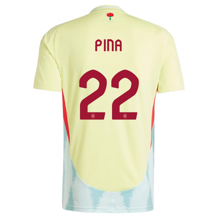 Niño Camiseta España Claudia Pina #22 Amarillo 2ª Equipación 24-26 La Camisa México