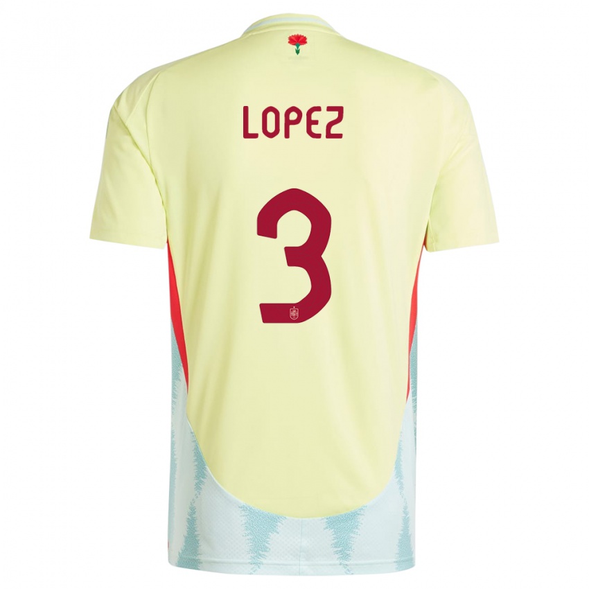 Niño Camiseta España Juan Lopez #3 Amarillo 2ª Equipación 24-26 La Camisa México