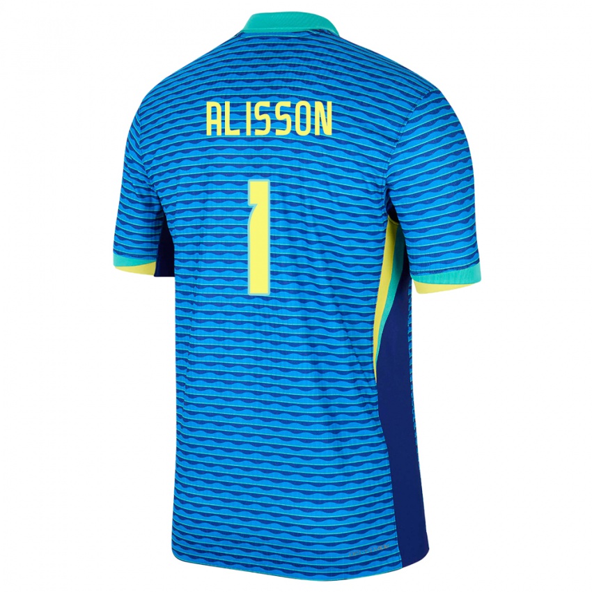 Niño Camiseta Brasil Alisson #1 Azul 2ª Equipación 24-26 La Camisa México