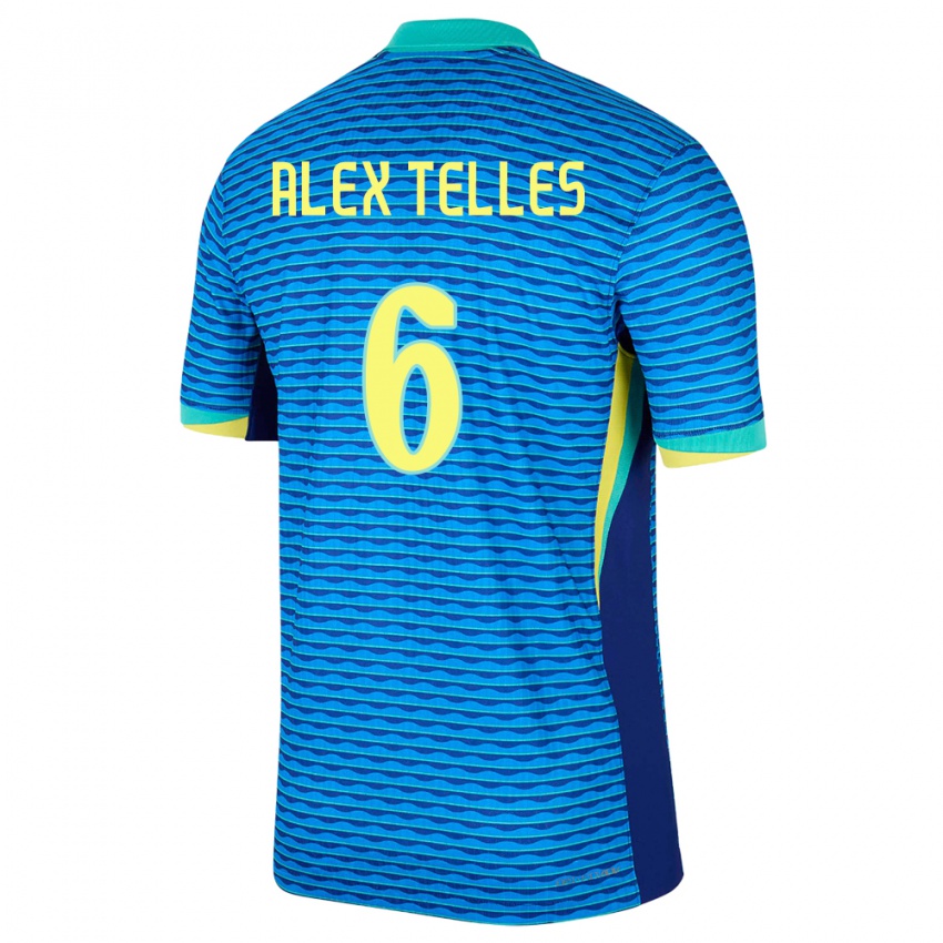 Niño Camiseta Brasil Alex Telles #6 Azul 2ª Equipación 24-26 La Camisa México