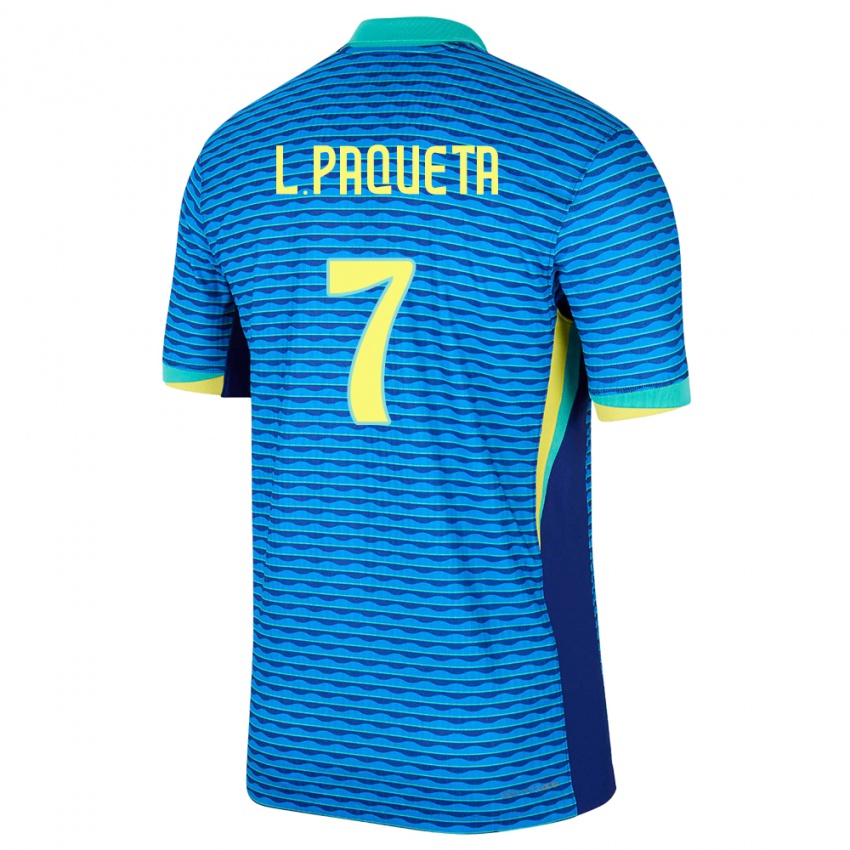 Niño Camiseta Brasil Lucas Paqueta #7 Azul 2ª Equipación 24-26 La Camisa México